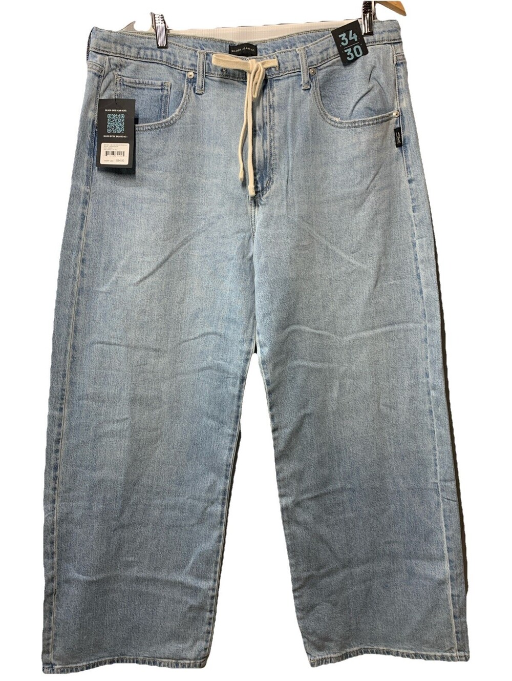 Silver Jeans Co. Women's Be Easy Straight Leg Drawstring Jeans Long Pants 34/30